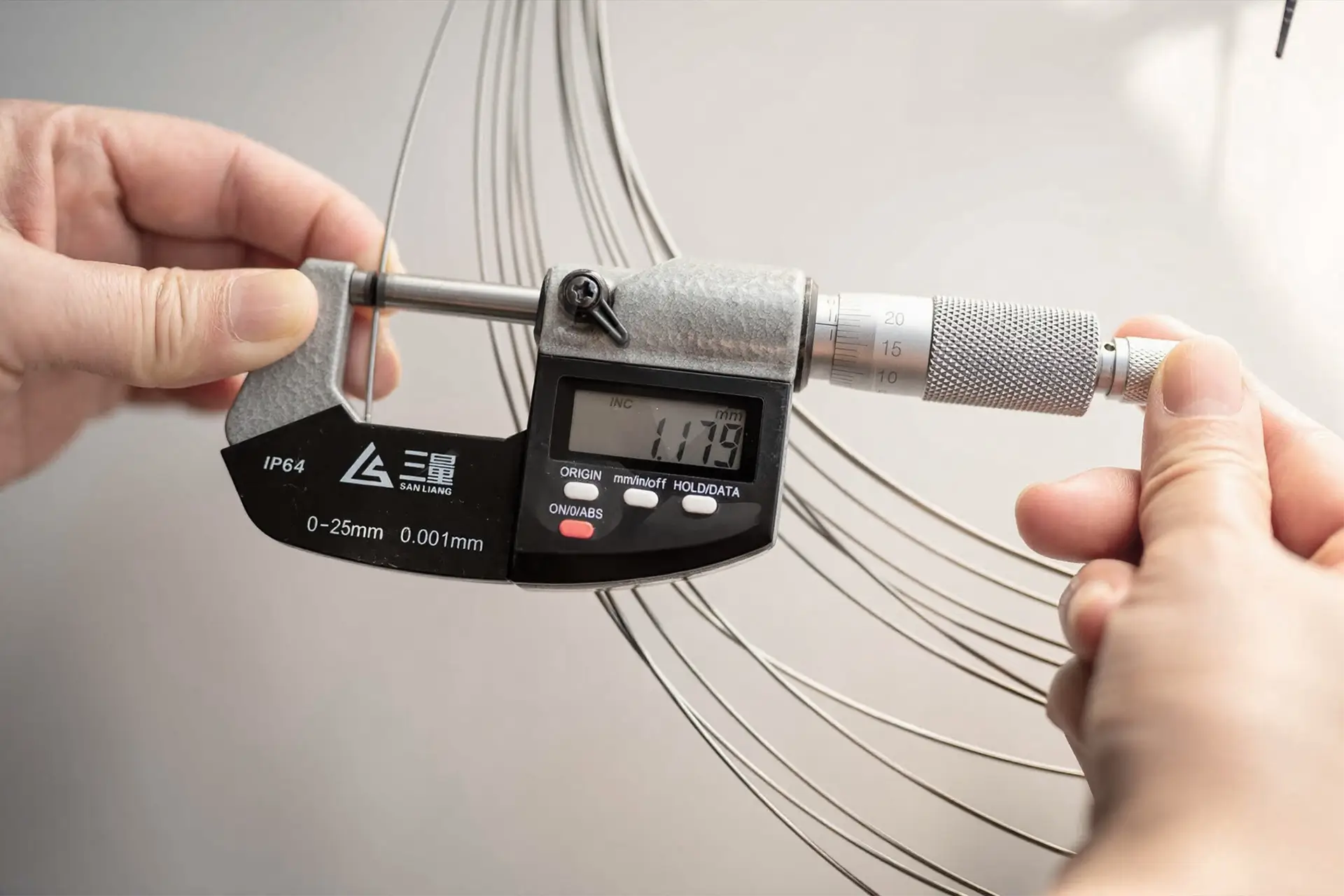 nickel alloy spooled wire manufacturing by arialloy micrometer wire diameter check